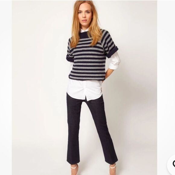 M.i.H Striped Wool Cotton Blend Semi Cropped Sweater Top - Picture 13 of 13